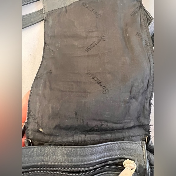 Sorpresa! Black Leather Crossbody Shoulder Purse Bag Studded Boho - Picture 10 of 10